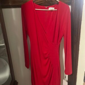 Red wrap dress